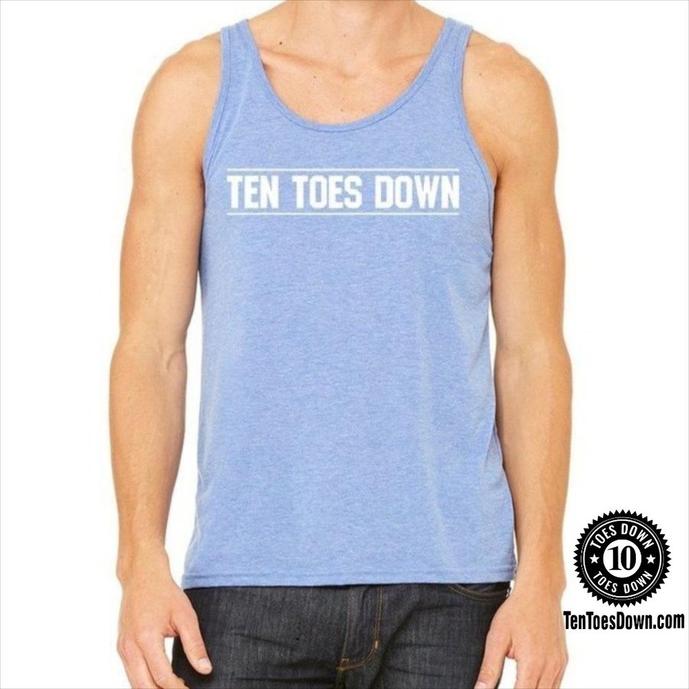 Ten Toes Down Mens Jersey Tank (Blue Triblend)